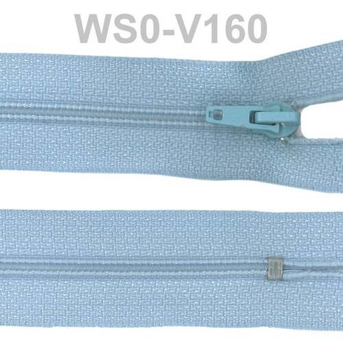 Fermeture éclair non séparable 25 cm - nylon maille 3 mm / bleu ciel v160 