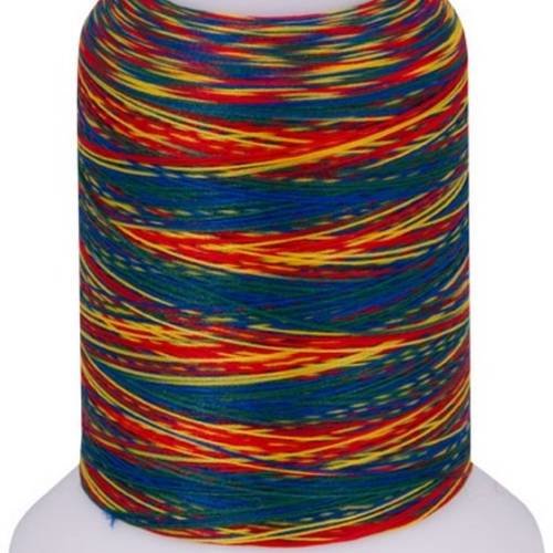 Fil mousse woolly nylon, mini-king spécial surjeteuse 1 000m / multicolore va98 bleu-rouge-jaune-vert 