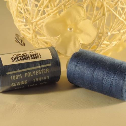 Fil à coudre polyester 1000 yards (env. 914m) / 213 bleuet
