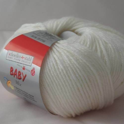 Laine à crocheter ou tricoter spécial layette baby mix - blanc n° 1