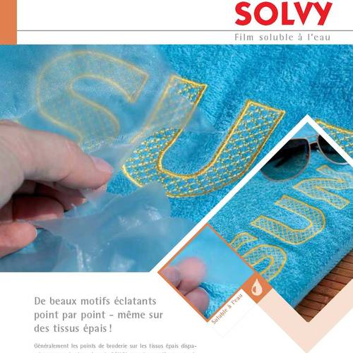 Solvy de gunold - film hydrosoluble pour broderie sur éponge, minky... / m 