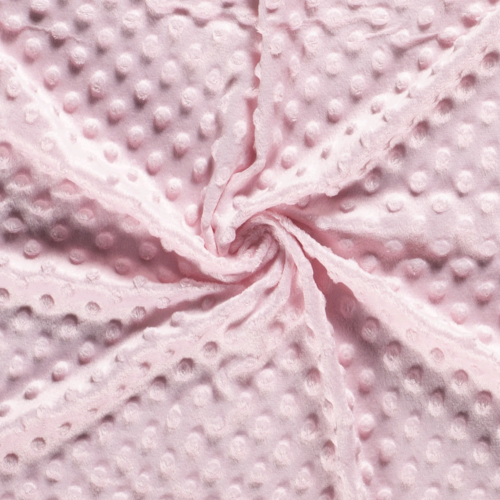Tissu velours minky pois - coloris rose layette / 50 cm