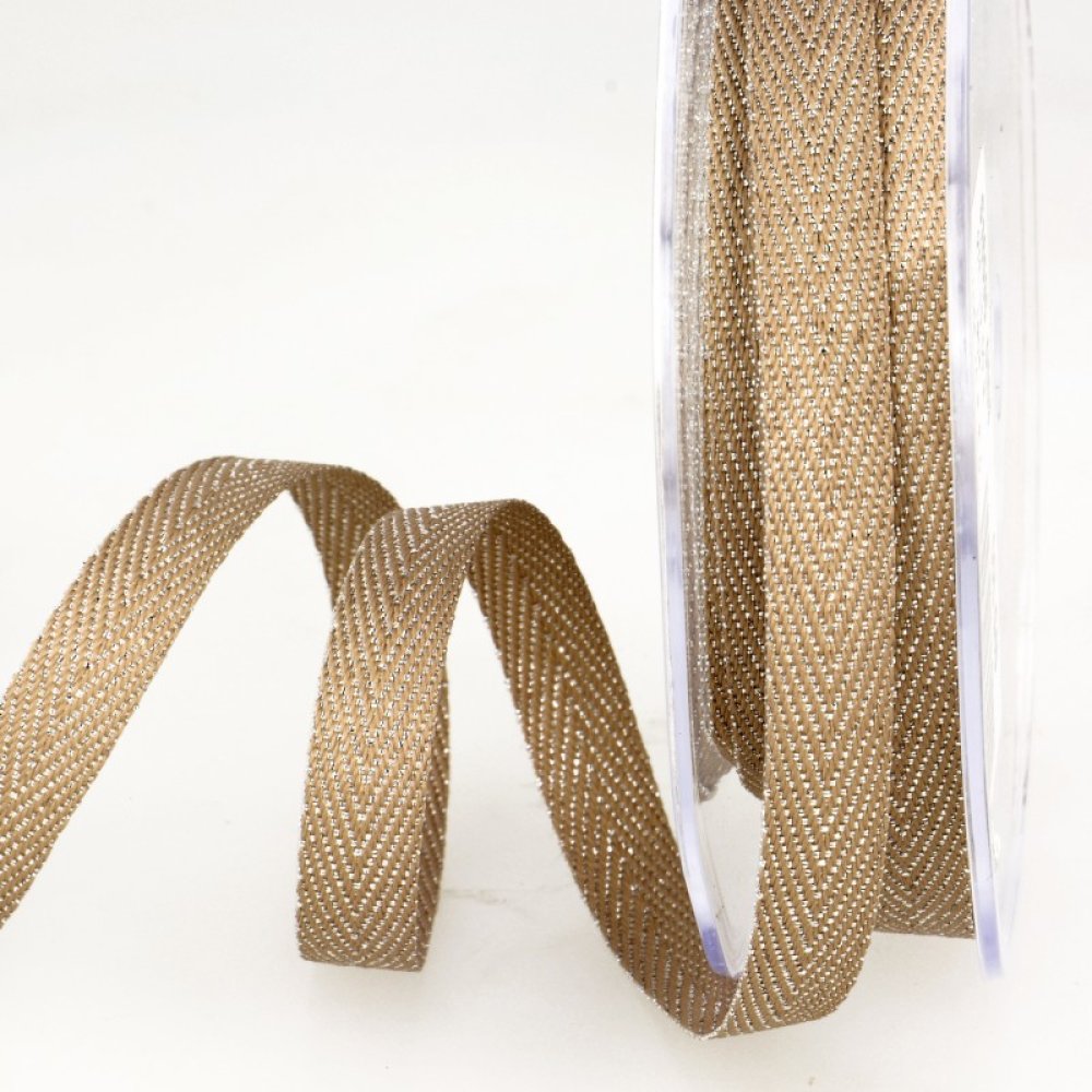 Ruban sangle sergé polyester chevron métallisé largeur 9 mm - 40 or / 1 m -  Un grand marché