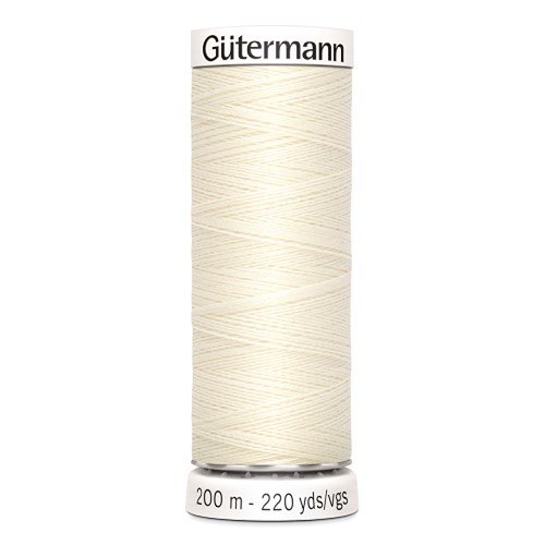 Fil à coudre tous textiles gutermann 200m / 001 ecru