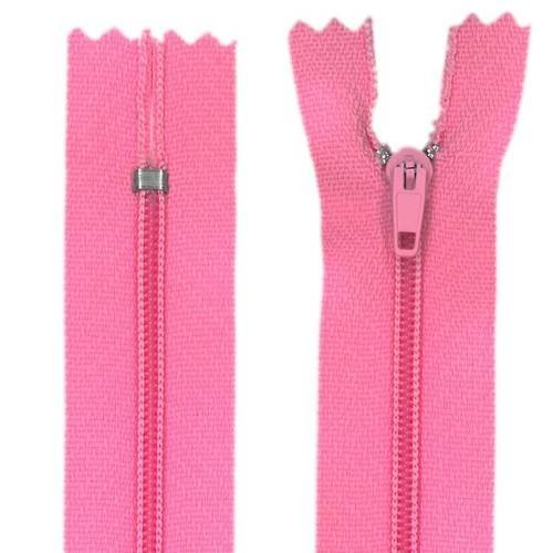 2nd choix lot de 5 fermetures éclair non séparable 25 cm - nylon maille 3 mm / oeillet rose 141