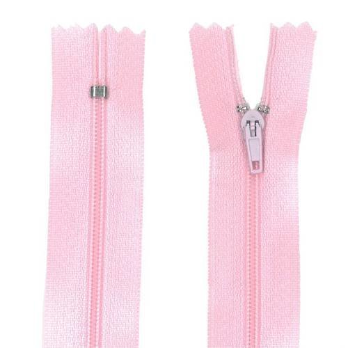 2nd choix lot de 3 fermetures éclair non séparable 25 cm - nylon maille 3 mm / rose layette 133