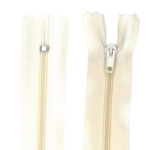 Fermeture éclair non séparable 25 cm - nylon maille 3 mm / blanc laiteux 103