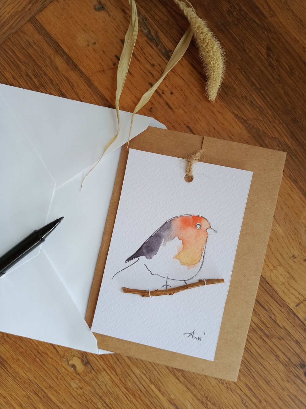 2 En 1 Carte Aquarelle Rouge Gorge Livraison Gratuite Un Grand Marche