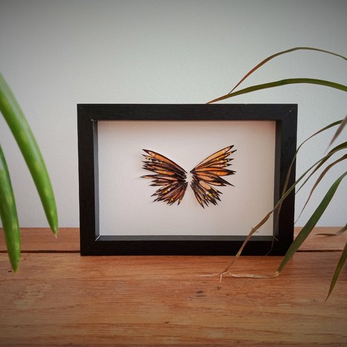 Cadre  "papillon monarque" cadre collage papier cadre papillon, art graphique collage, tableau collage
