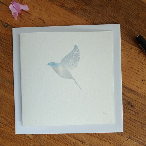 Carte voeux, carte anniversaire "oiseau"  meilleurs voeux naissance, carte postale, felicitations,art graphique