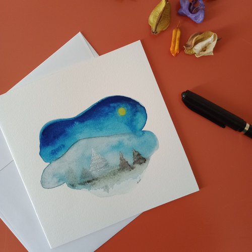 "carte noel 5", aquarelle, carte noël, peinture abstraite, carte meilleurs voeux, père noël, bonne année, arts graphiques aquarelle