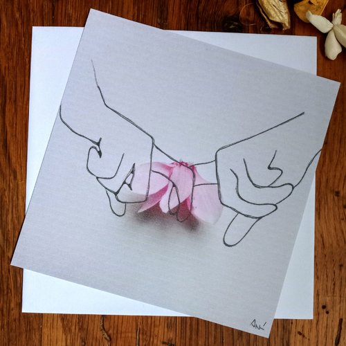 "carte couronne fleurie main dans la main" photo, fleur, carte meilleurs voeux, carterie bonne année, arts graphiques photo
