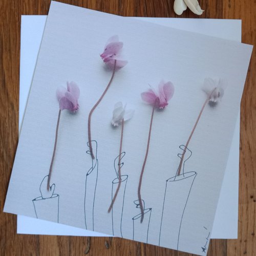 "carte ensemble cyclamens sauvages" anniversaire, photo, fleur, carte bon rétablissement, carterie, arts graphiques photo