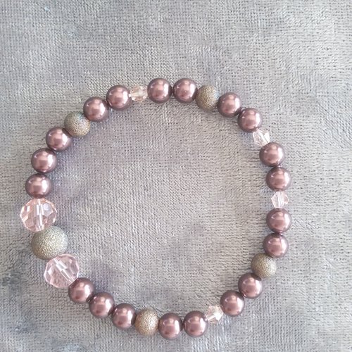 Bracelet femme perles swarovski et cristal, burgundy et rose