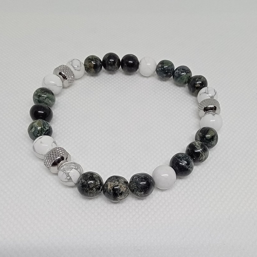 Bracelet en jaspe et howlite blanche, idée cadeau