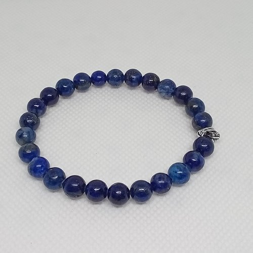 Bracelet bleu foncé,  lapis lazuli et métal, pierres naturelles