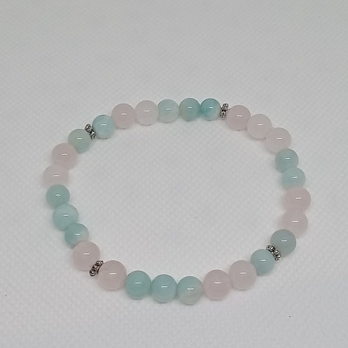 Bracelet amazonite, quartz rose