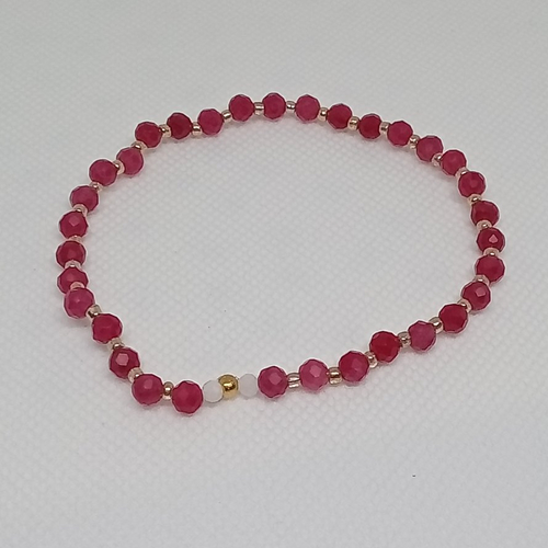 Bracelet femme pierre précieuse de rubis et pierre de lune