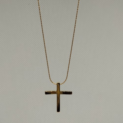 Chaîne acier doré et médaille croix laiton