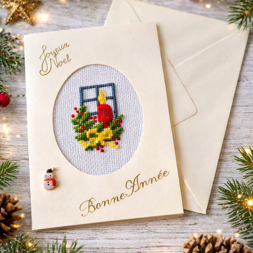 Carte de noël brodée