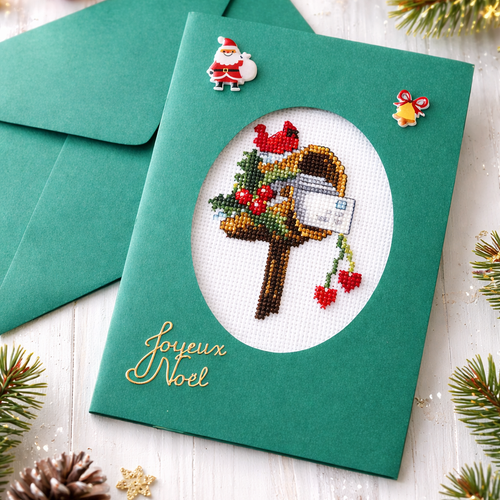 Carte de noël brodée