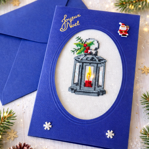 Carte de noël brodée