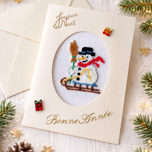 Carte de noël brodée