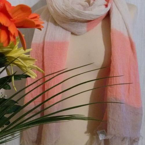 Grand foulard,en coton et viscose,trois couleurs,en bandes larges,écharpe femme,écharpe fille,cadeau femme,cadeau fille