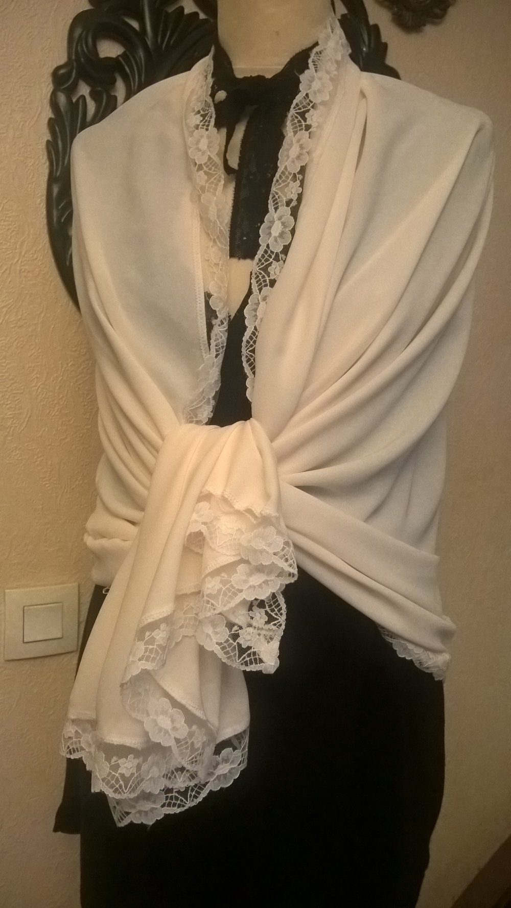 Étole De Mariage En Dentelle Blanche - Écharpe Femme Dentelle Florale Faite Main - Accessoire Mariage Neuf Avec étiquettes