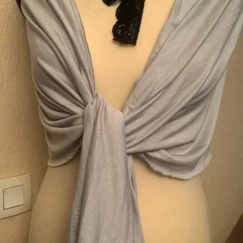 Étole en maille,de coton et élasthanne,couleur gris clair,écharpe femme