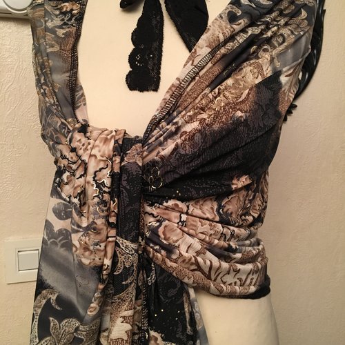 Étole de mariage,en maille fine,de polyester et élasthane imprmée