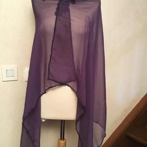 Étole de mariage,en tissu fin et transparent,de couleur violette,écharpe femme