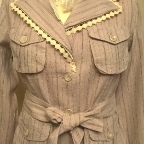 Veste légère en lin et coton manches longues couleur beige