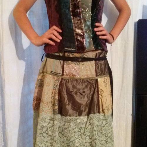 Débardeur corset en satin coton et dentelle 