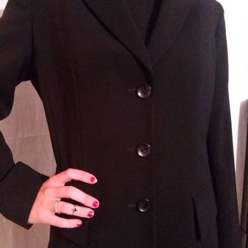 Veste de tailleur en laine et polyester couleur noir 