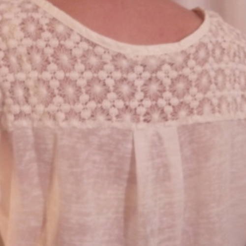 Tee shirt en coton et dentelle couleur blanche 
