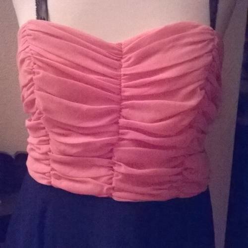 Robe courte à brettelles en mousseline bicolore 