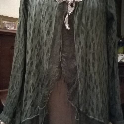 Gilet fines maille manches longues couleur verte 