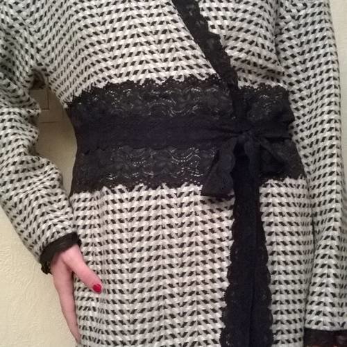 Manteaux en laine,viscose et dentelle,motif géométrique,manteau femme,cadeau femme,vêtements