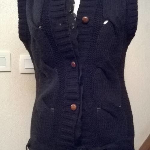 Long gilet sans manches couleur noir 