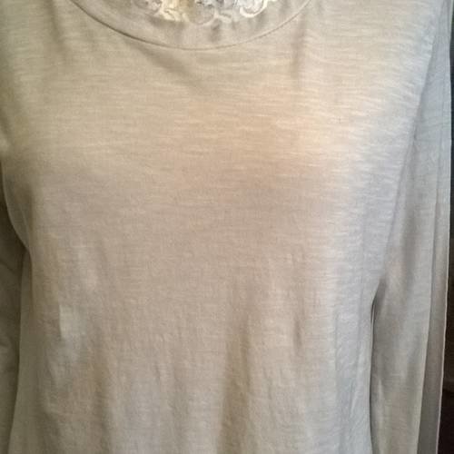 Long tee shirt en coton et dentelle 
