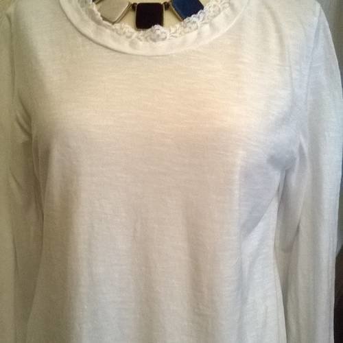 Long tee shirt en coton et dentelle 