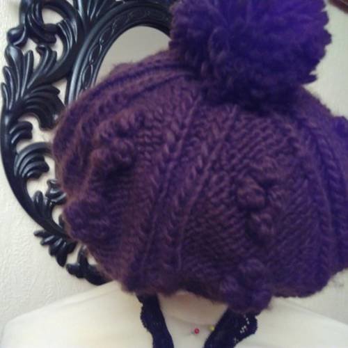Béret   en acrylique et viscose de couleur marron 