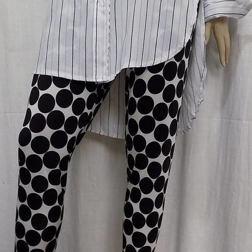 Leggings en maille fine de polyester   et élasthanne à grands pois 