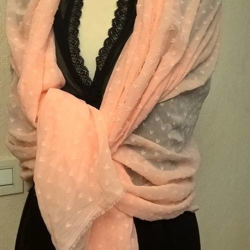 Étole de mariage,en mousseline,de couleur rose,étole femme,étole fille,cadeau femme,cadeau fille,étole rose,vêtements,accessoires