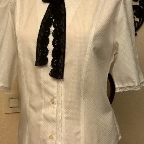 Chemise manches courtes  en viscose à motifs de couleur  blanche 
