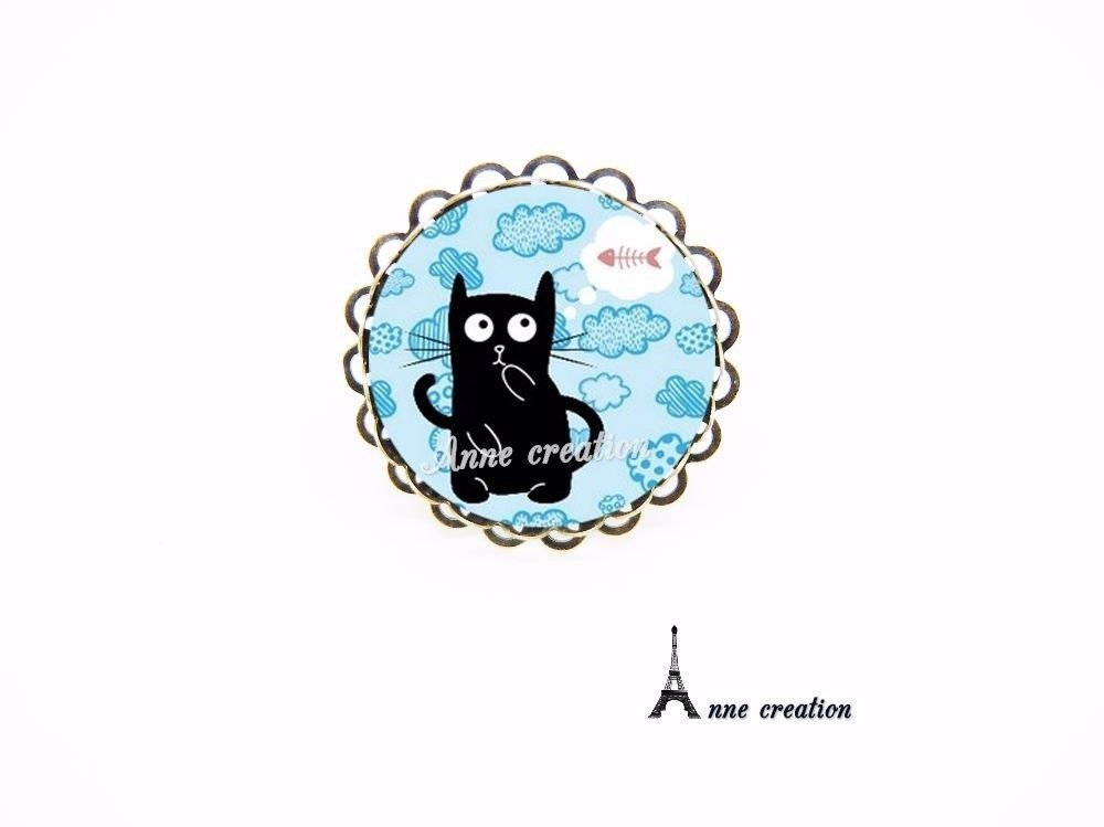 Bague Chat Noir Arrete De Poisson Nuage Bleu Un Grand Marche