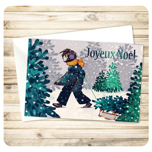 "joyeux noël" carte de voeux+enveloppe