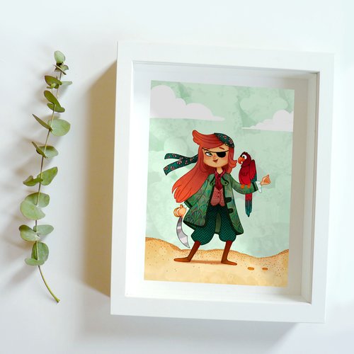 Illustration imprimée de "la petite pirate".
