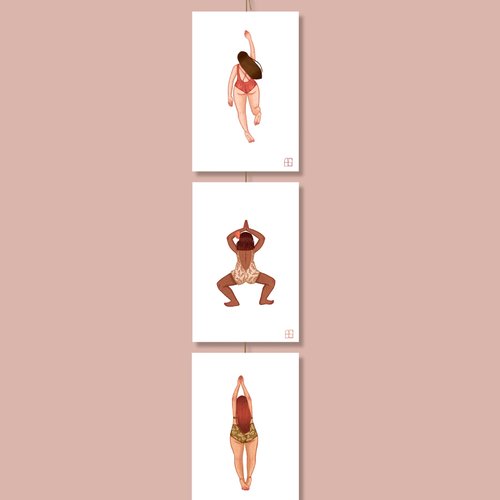 Triptyques à suspendre "les nageuses".